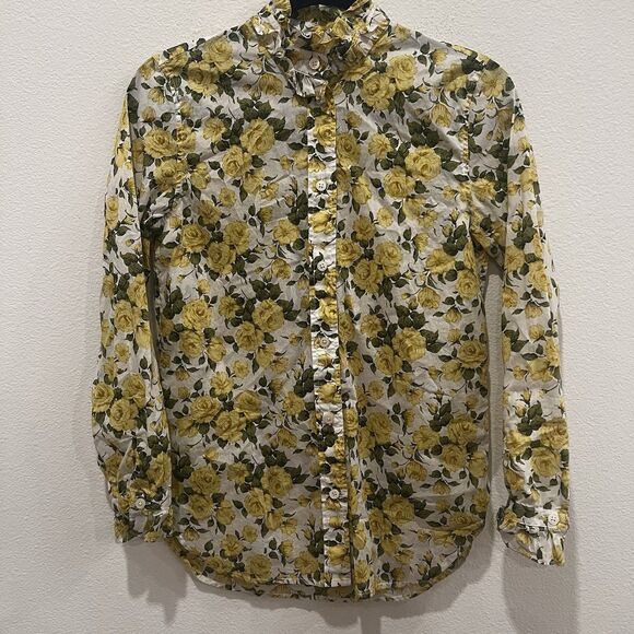 J. CREW Classic-fit ruffleneck shirt in Liberty® Carline Rose Size 0 Button-up - Picture 3 of 10